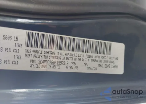 2015 Dodge Journey American Value Pkg из США, поврежденный, VIN 3C4PDCAB8FT597916